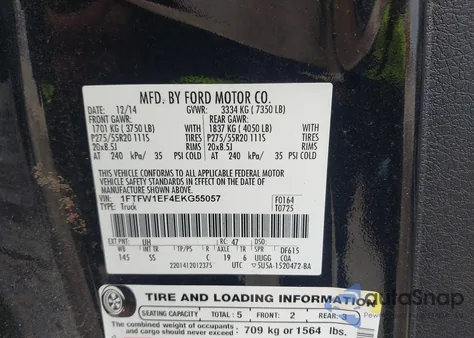 2014 Ford F-150 Stx из США, поврежденный, VIN 1FTFW1EF4EKG55057